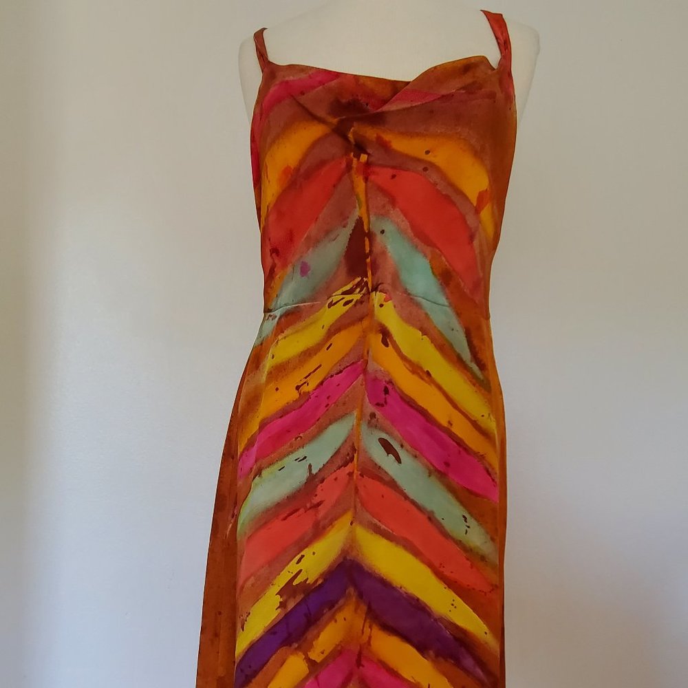 Silk Short Dress african batik purple yellow gold pink red blue rainbow festival